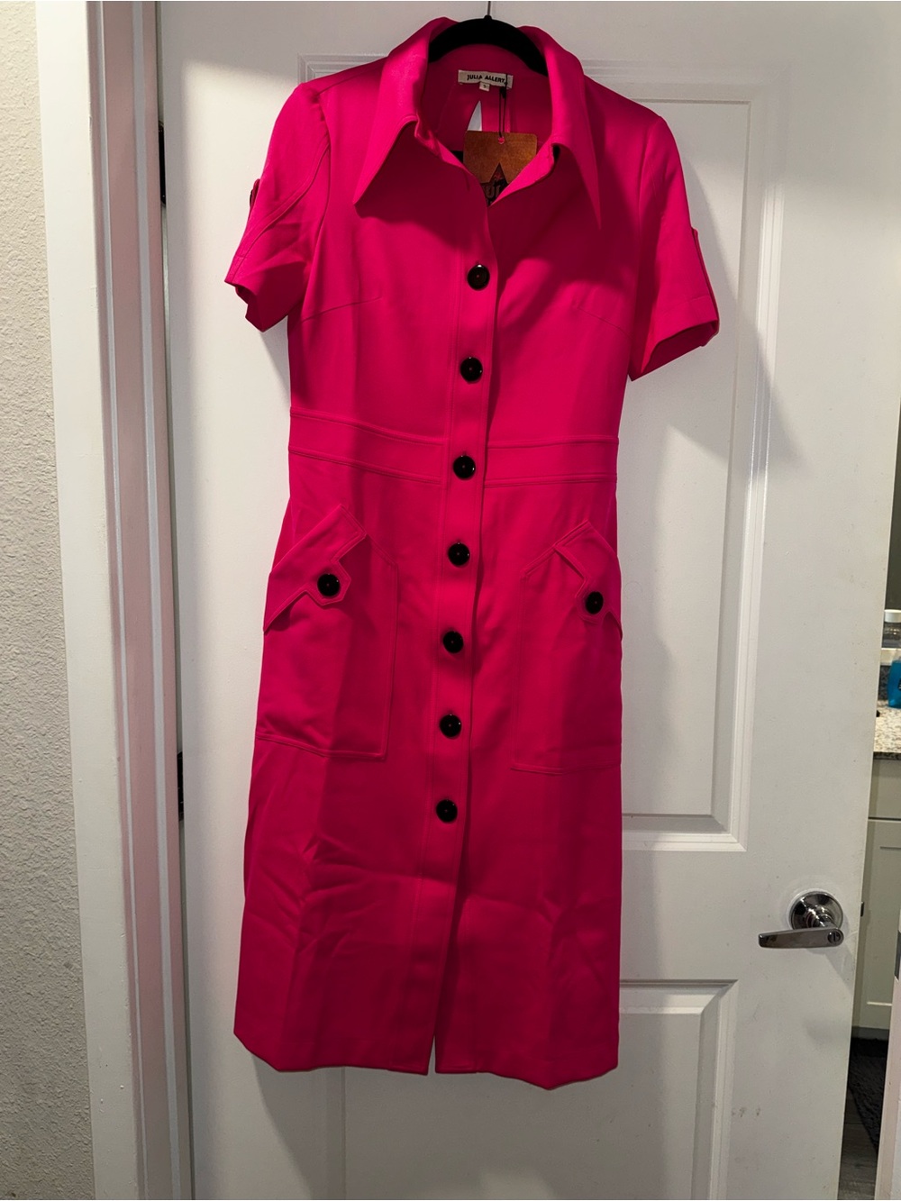 Julia Allert Hot Pink Button-Front Midi Shirt Dress size small